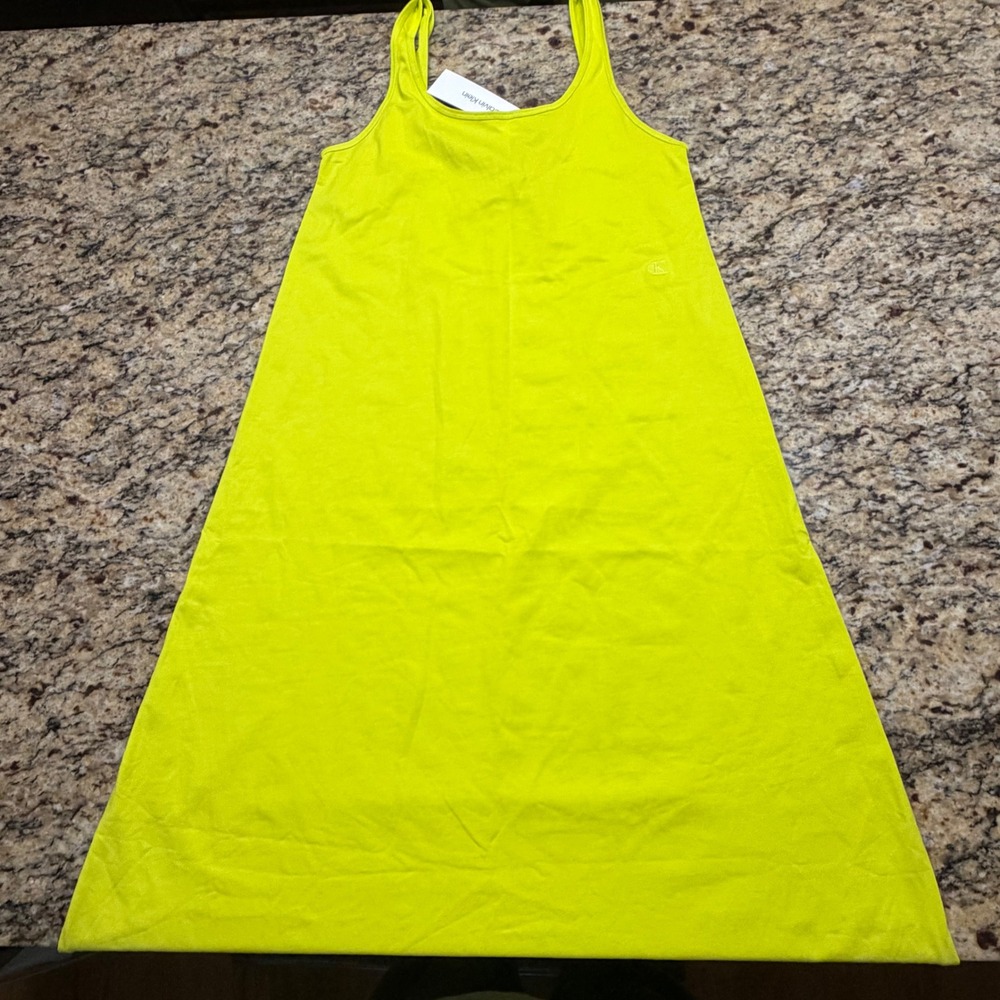 NEW Calvin Klein Womens Neon Yellow Sleeveless Maxi Dress XS ws
